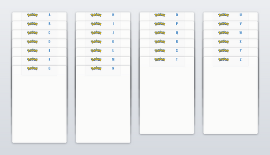 Standard Sports Card Team Dividers with 26 Pokemon Logo A-Z