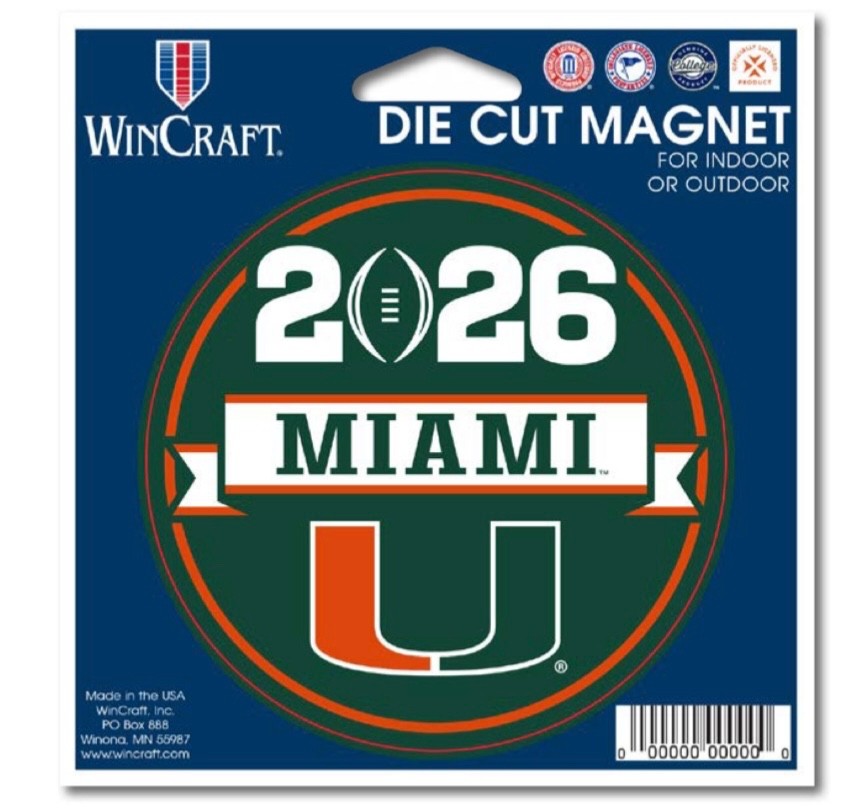 2025 2026 CFP National Championship Miami Hurricanes Cut Magnet Fiesta Bowl