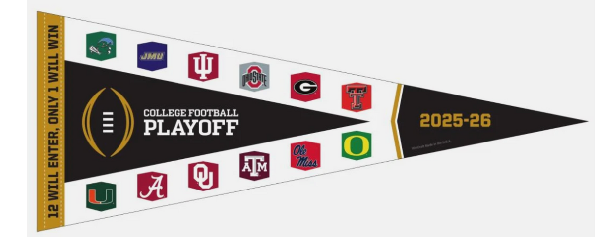2025 2026 CFP Playoff Full Field Pennant Oregon Ohio State Indiana Texas A&M