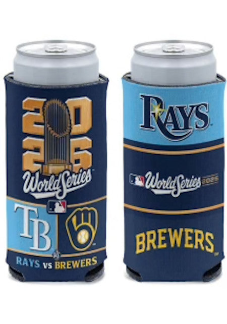 2026 World Series Dueling Milwaukee Brewers vs Tampa Bay Rays Slim Can Cooler