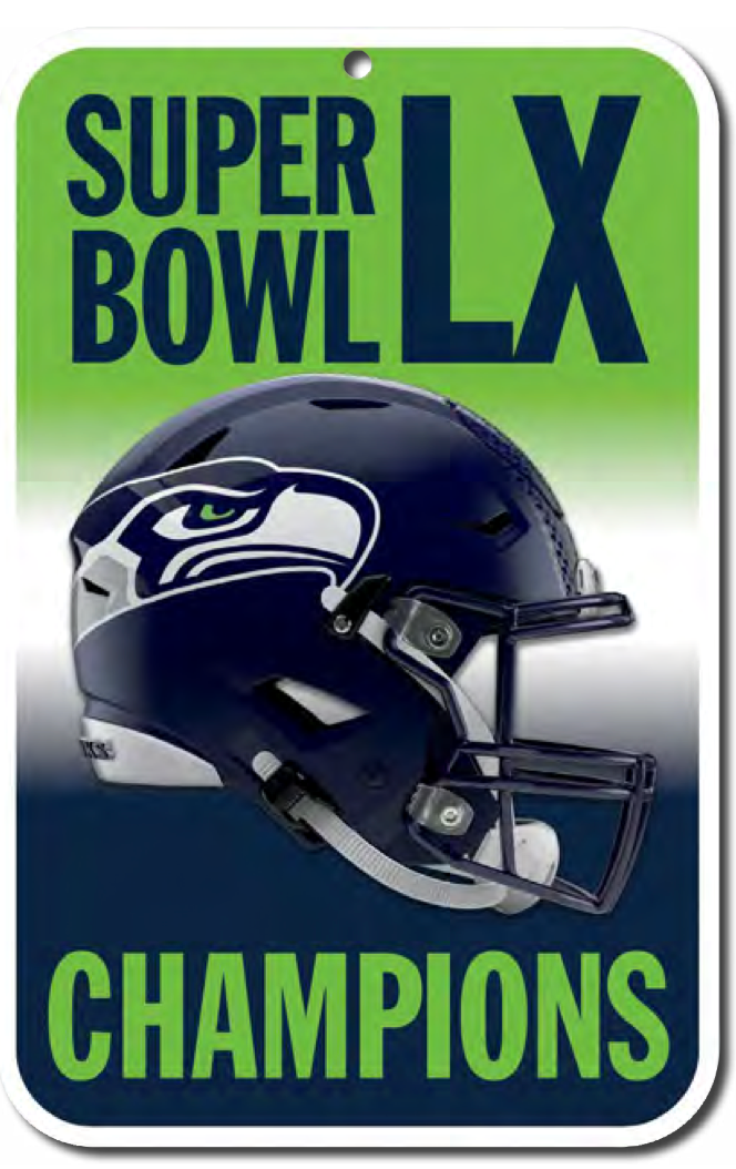2026 NFL SUPER BOWL LX 60 CHAMPIONS SEATTLE SEAHAWKS 11 X17 SIGN