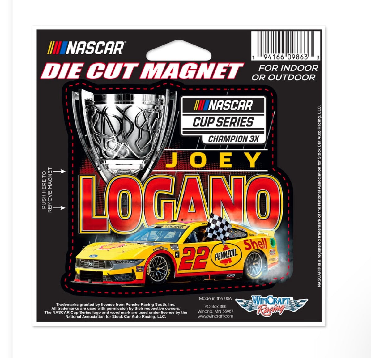 2024 Nascar Cup Champion Joey Logano Penske Racing Ford Magnet