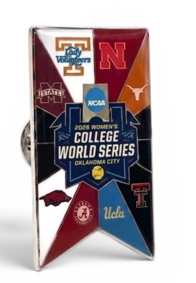 2026 NCAA Womens College World Series Softball Pin Alabama Texas UCLA Arkansas