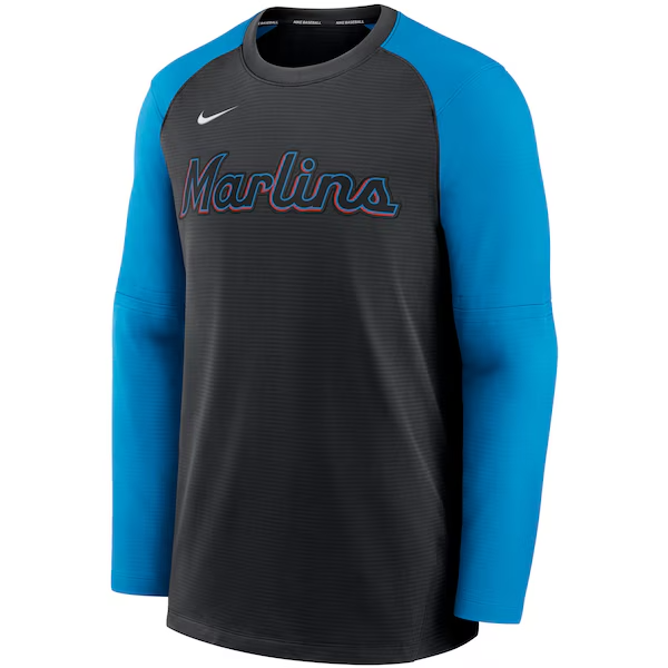 Miami Marlins Mens Nike MLB Authentic Collection Raglan Long Sleeve Large