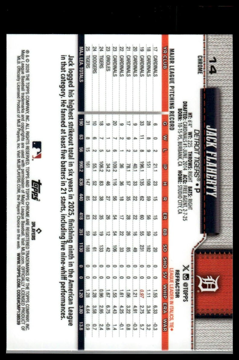 2026 Topps Chrome #14 Jack Flaherty