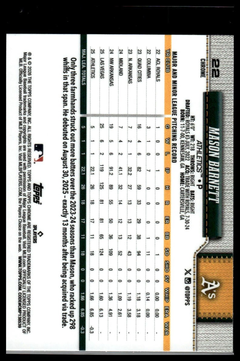 2026 Topps Chrome #22 Mason Barnett