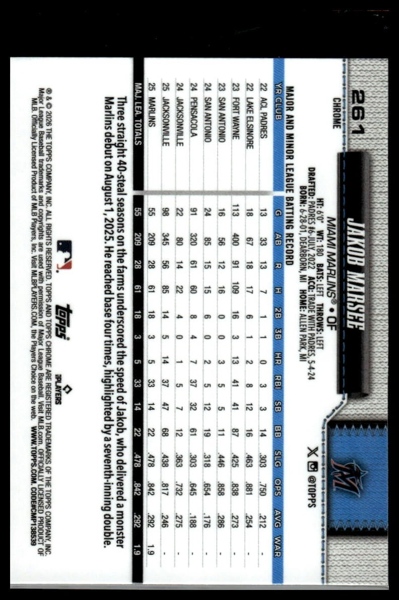 2026 Topps Chrome #261 Jakob Marsee