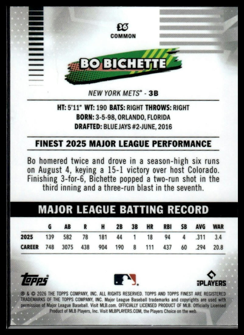 2026 Finest #36 Bo Bichette