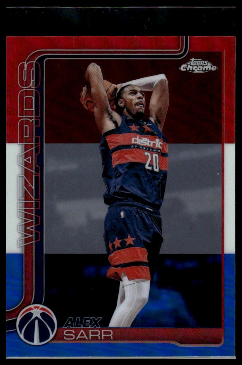 2025-26 Topps Chrome Update #87 Alex Sarr Red White and Blue Refractor