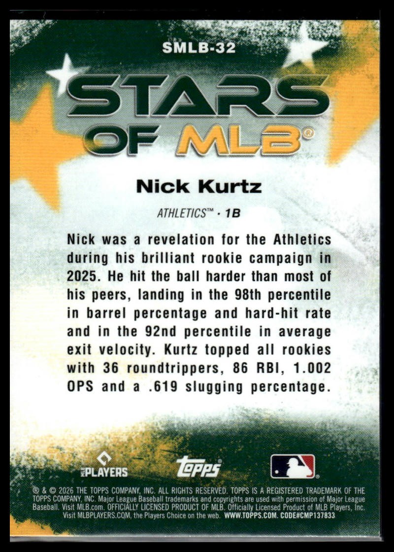 2026 Topps #SMLB-32 Nick Kurtz Stars of MLB