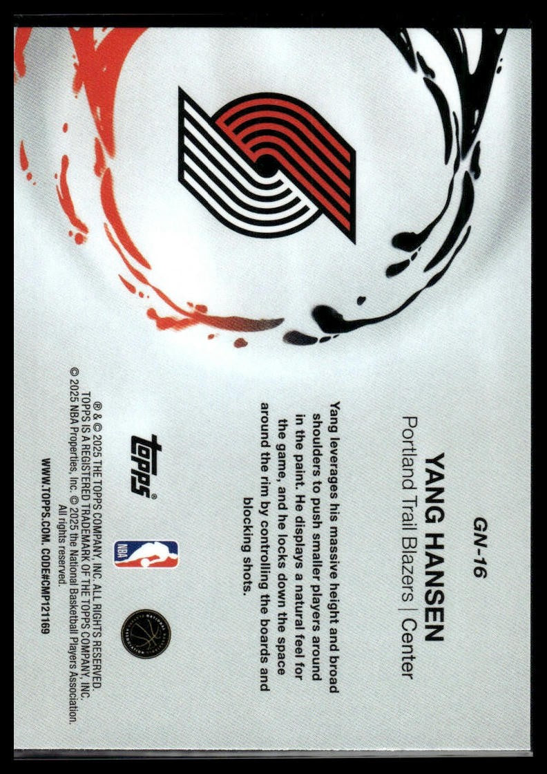 2025-26 Topps #GN-16 Yang Hansen Generation Now