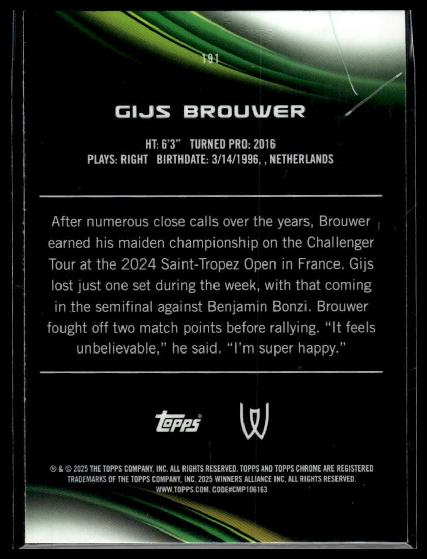 2025 Topps Chrome Sapphire Edition #191 Gijs Brouwer