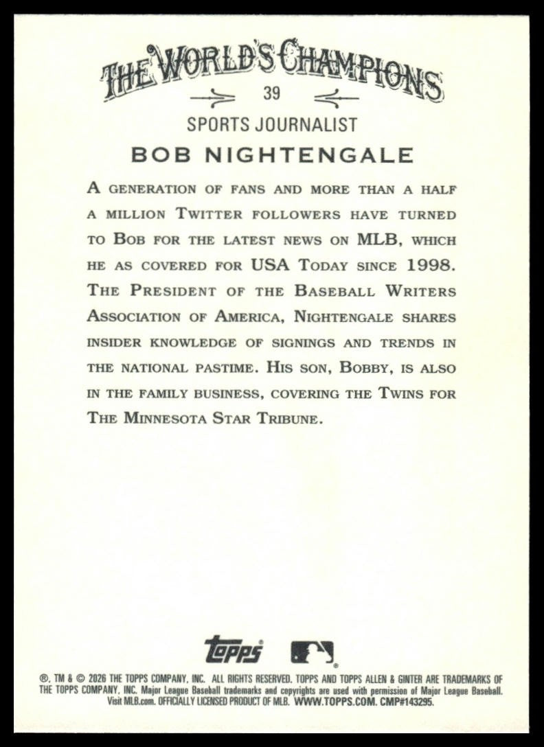 2026 Topps Allen & Ginter #39 Bob Nightengale