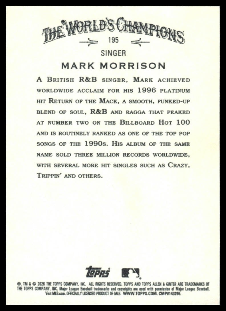 2026 Topps Allen & Ginter #195 Mark Morrison