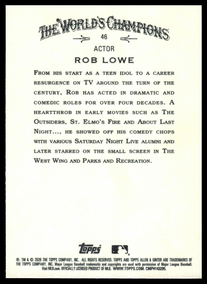 2026 Topps Allen & Ginter #46 Rob Lowe