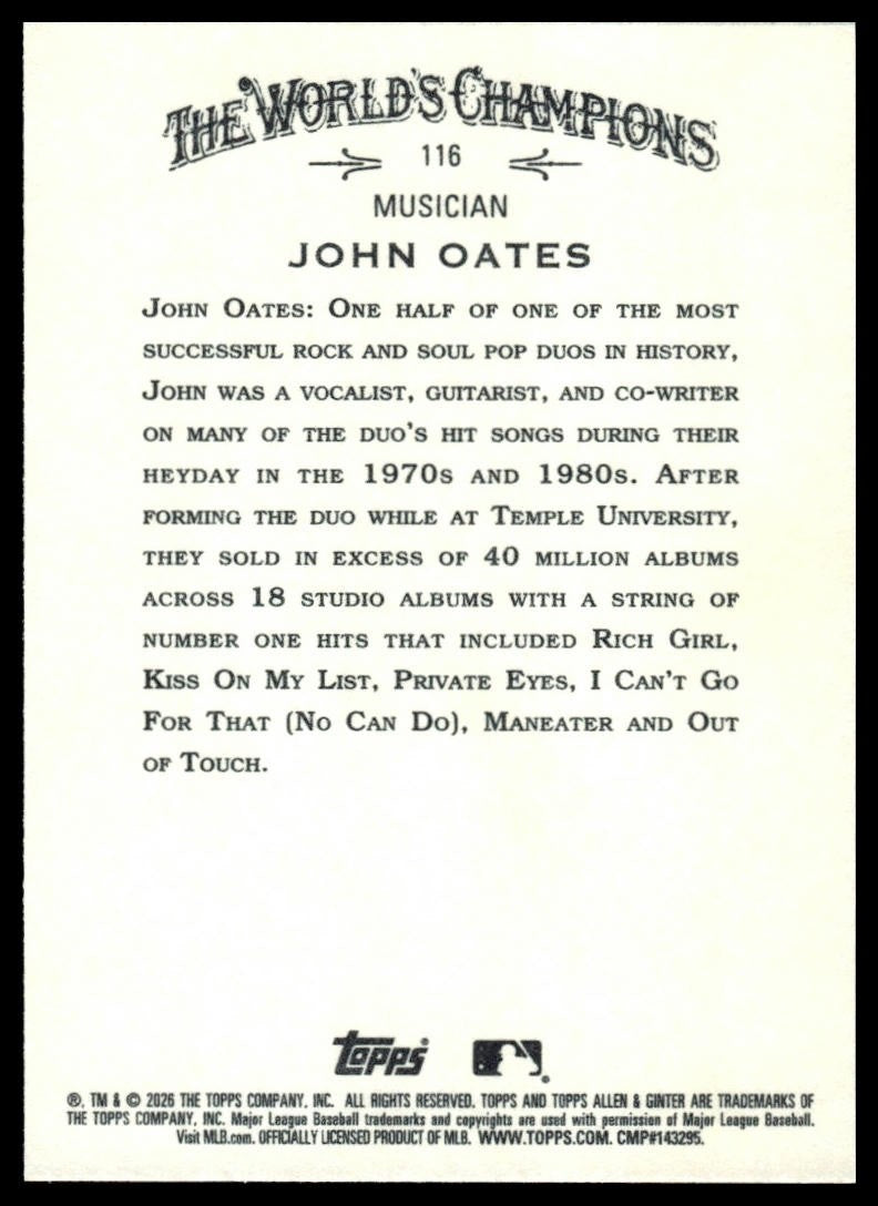 2026 Topps Allen & Ginter #116 John Oates