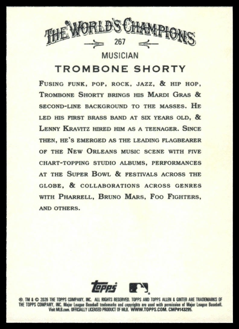 2026 Topps Allen & Ginter #267 Trombone Shorty