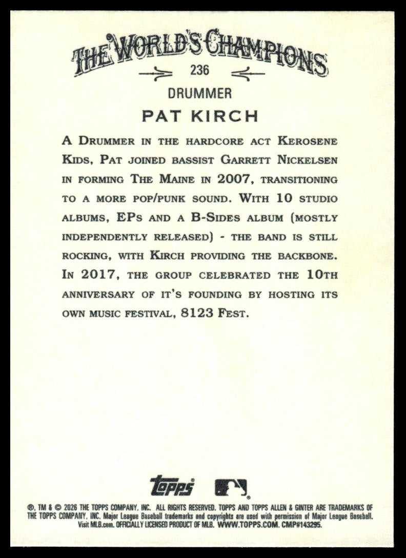 2026 Topps Allen & Ginter #236 Pat Kirch