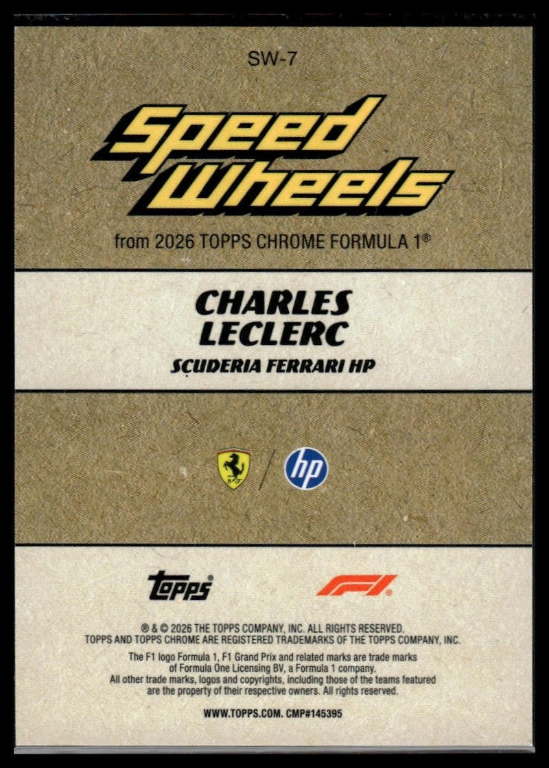 2026 Topps Chrome Formula 1 #SW-7 Charles Leclerc Speed Wheels