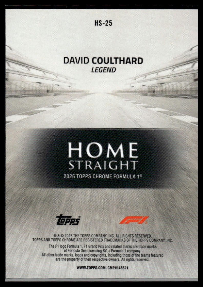 2026 Topps Chrome Formula 1 #HS-25 David Coulthard Home Straight