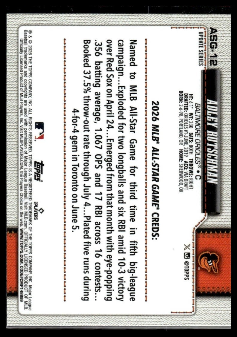 2026 Topps Update #ASG-12 Adley Rutschman 2026 All-Star Game