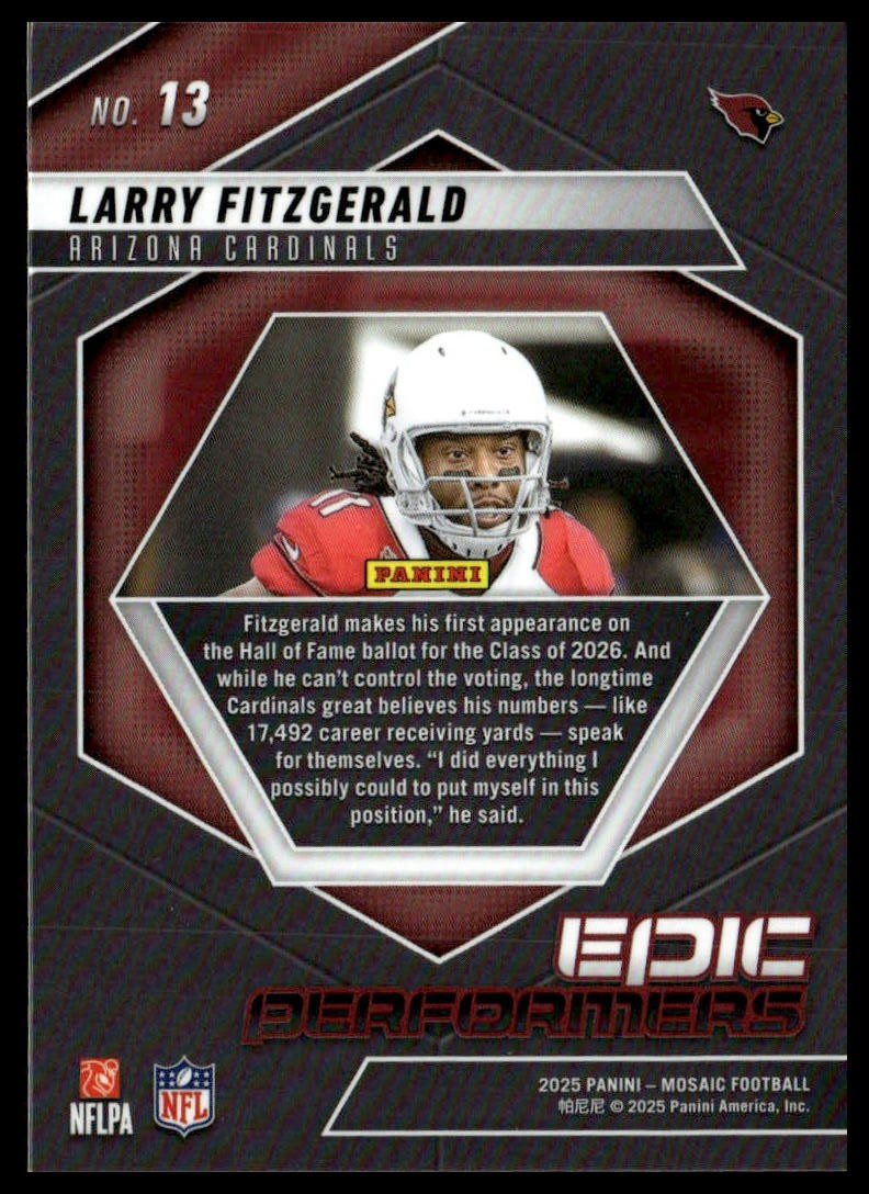 2025 Panini Mosaic #13 Larry Fitzgerald Epic Performers