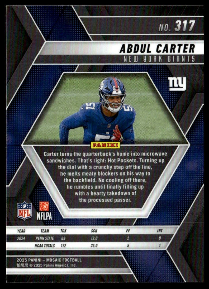 2025 Panini Mosaic #317 Abdul Carter Mosaic