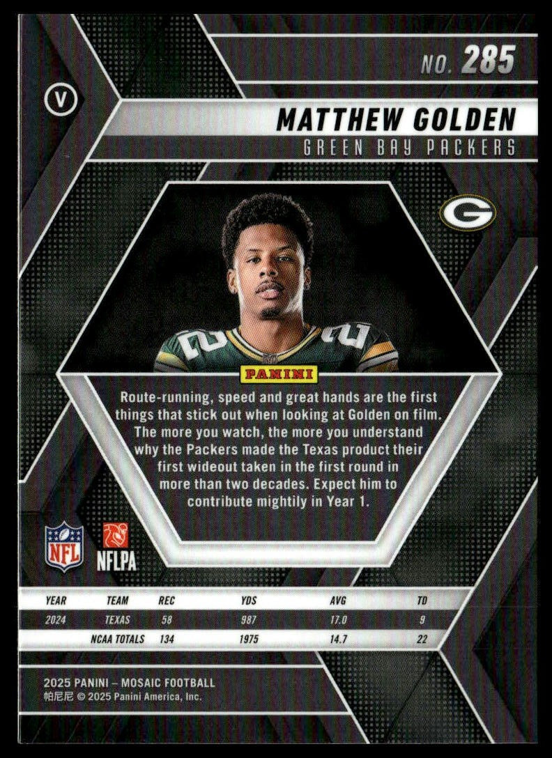 2025 Panini Mosaic #285 Matthew Golden