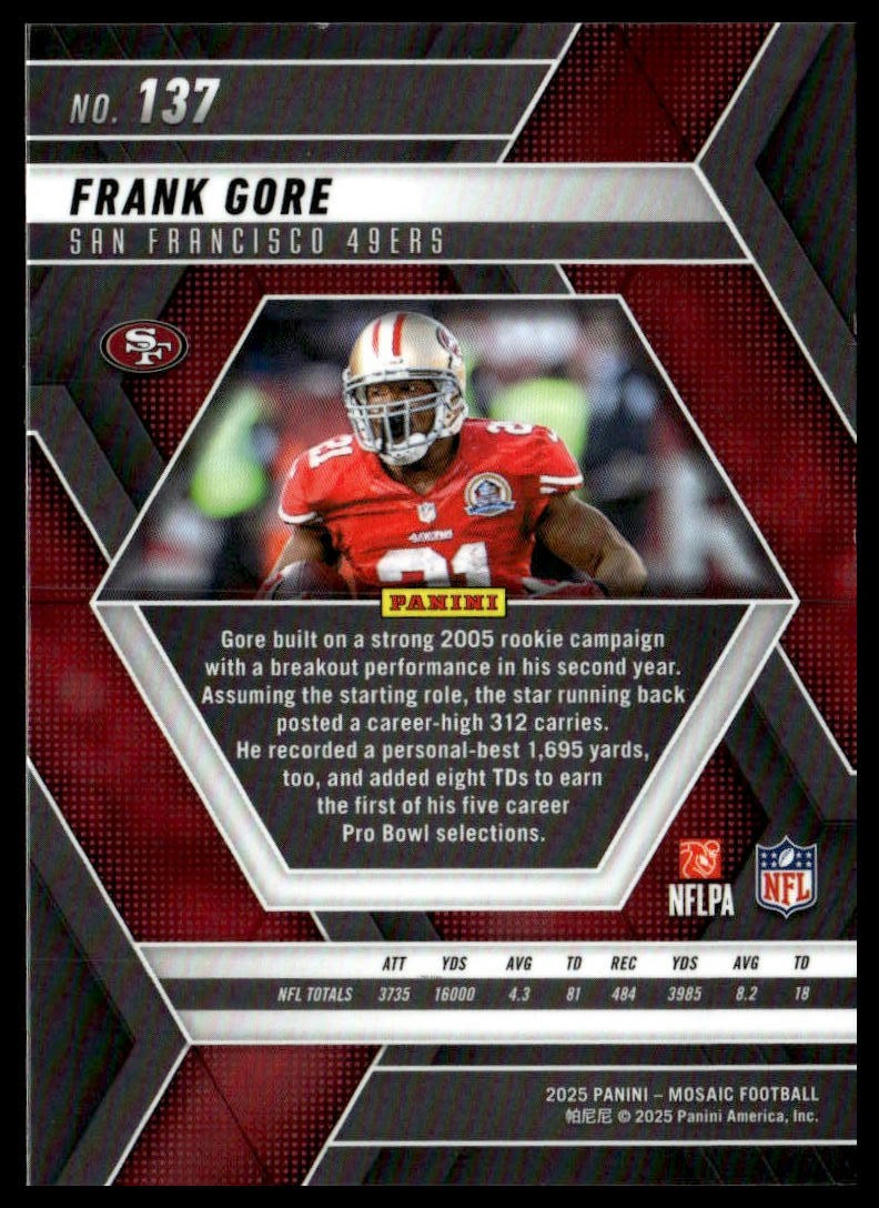 2025 Panini Mosaic #137 Frank Gore Mosaic