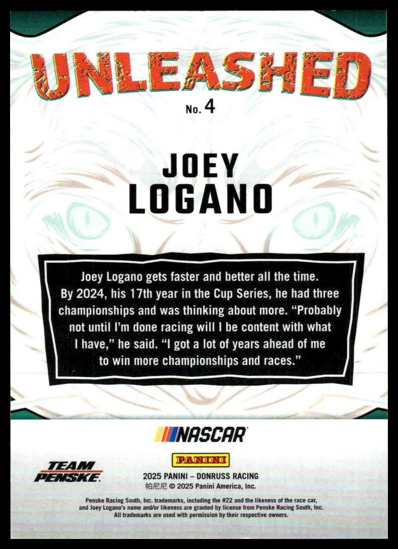 2025 Donruss #4 Joey Logano Unleashed