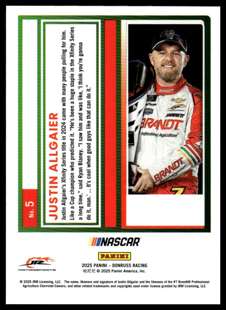 2025 Donruss #5 Justin Allgaier