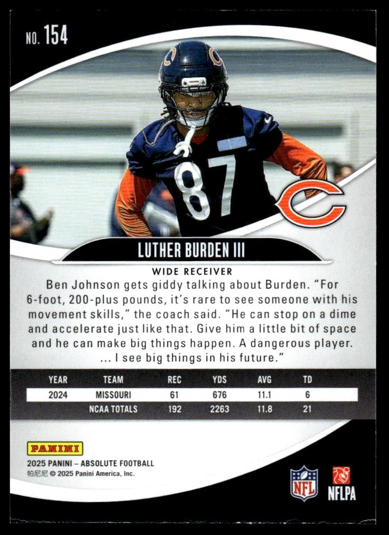 2025 Panini Absolute #154 Luther Burden III Blue