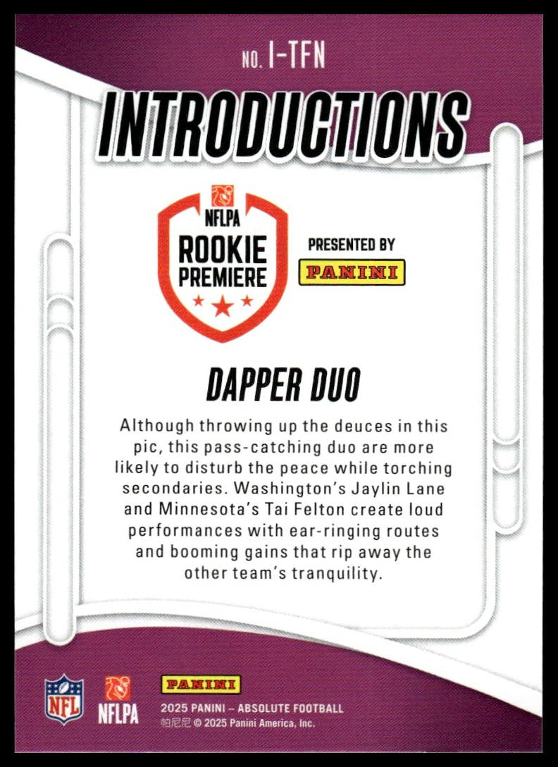 2025 Panini Absolute #I-TFN Dapper Duo Introductions