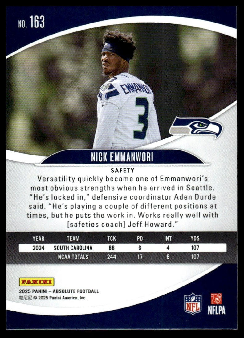2025 Panini Absolute #163 Nick Emmanwori Blue