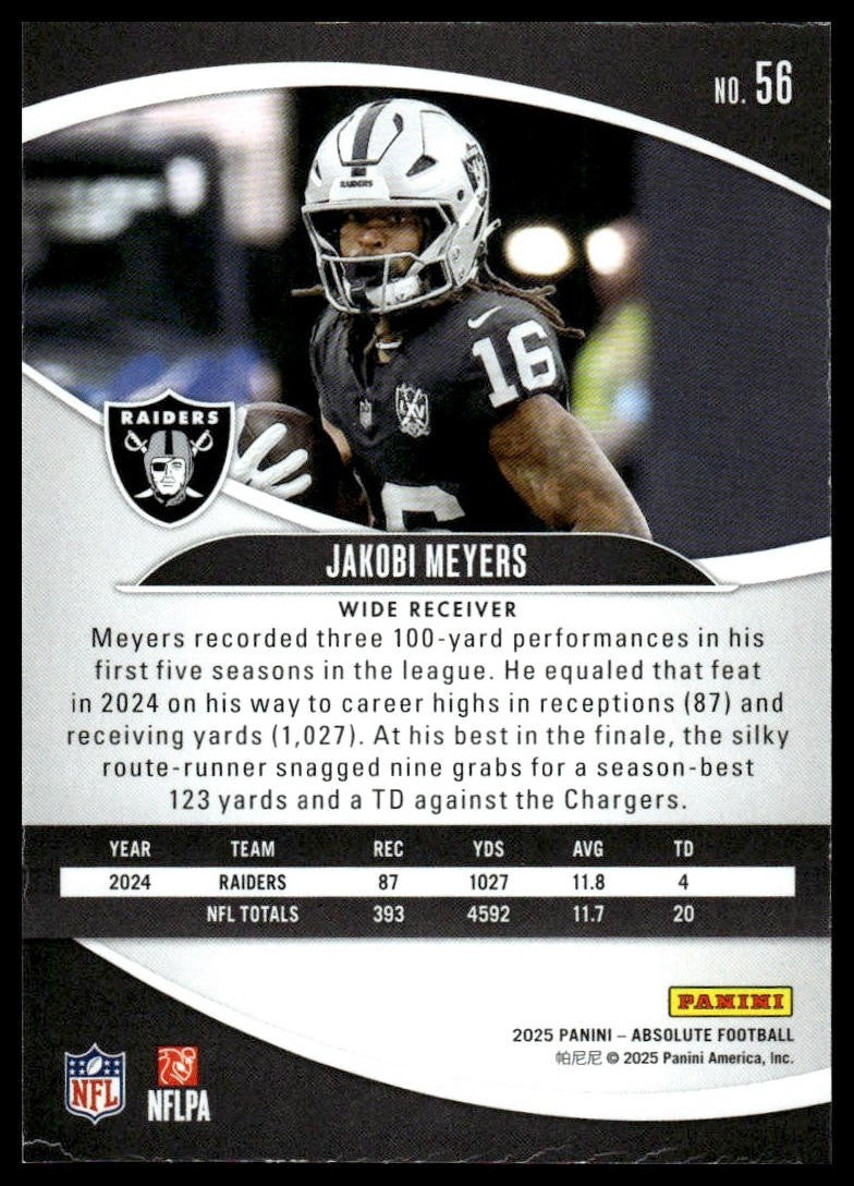 2025 Panini Absolute #56 Jakobi Meyers Red
