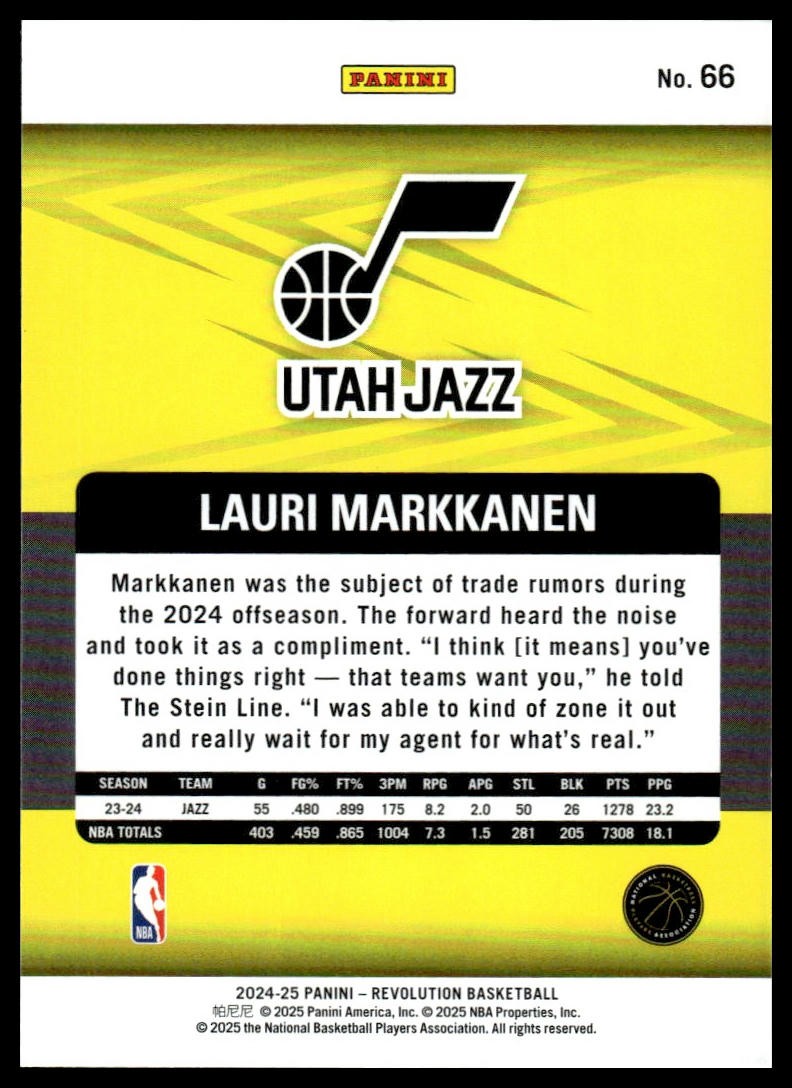 2024-25 Panini Revolution #66 Lauri Markkanen