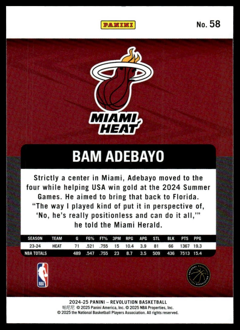 2024-25 Panini Revolution #58 Bam Adebayo