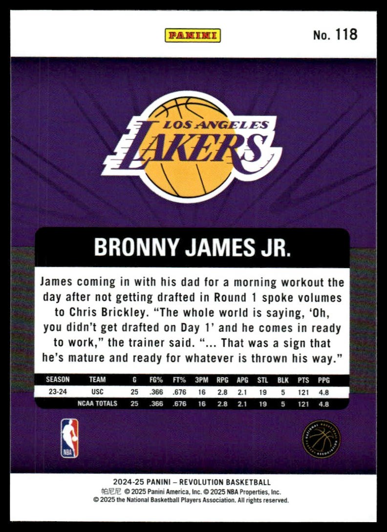 2024-25 Panini Revolution #118 Bronny James Jr.
