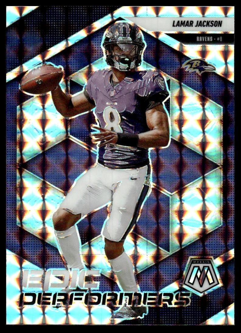 2025 Panini Mosaic #3 Lamar Jackson Epic Performers Mosaic Green