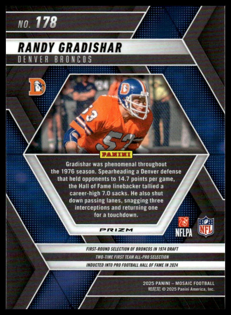 2025 Panini Mosaic #178 Randy Gradishar Mosaic Green