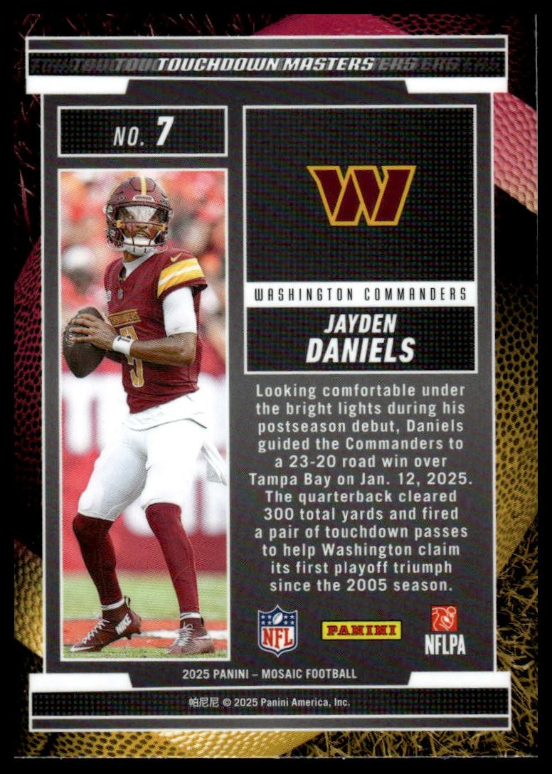 2025 Panini Mosaic #7 Jayden Daniels Touchdown Masters