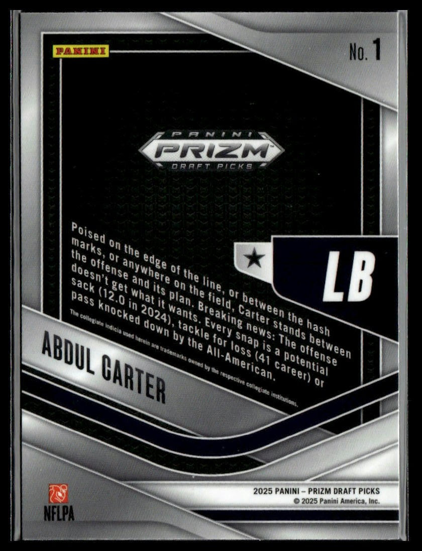 2025 Panini Prizm Draft Picks #1 Abdul Carter Trophy Hunting