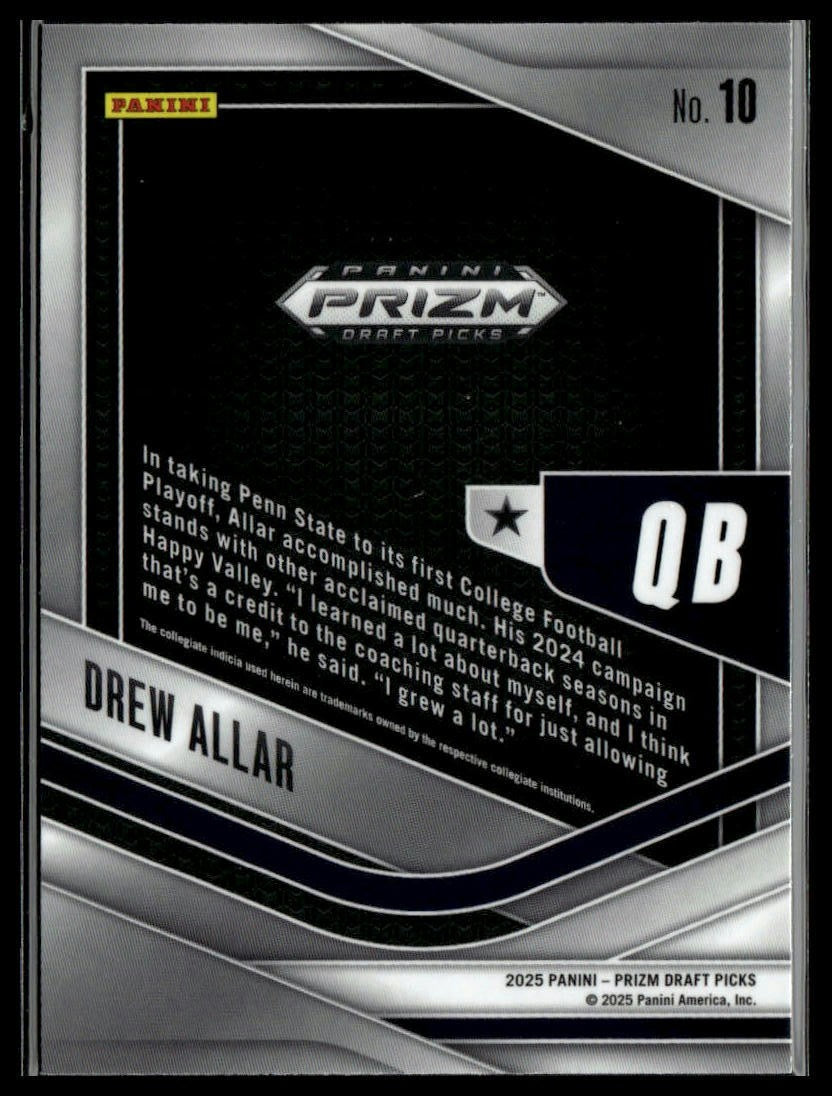2025 Panini Prizm Draft Picks #10 Drew Allar Trophy Hunting