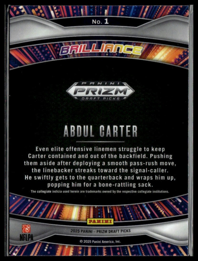 2025 Panini Prizm Draft Picks #1 Abdul Carter Brilliance