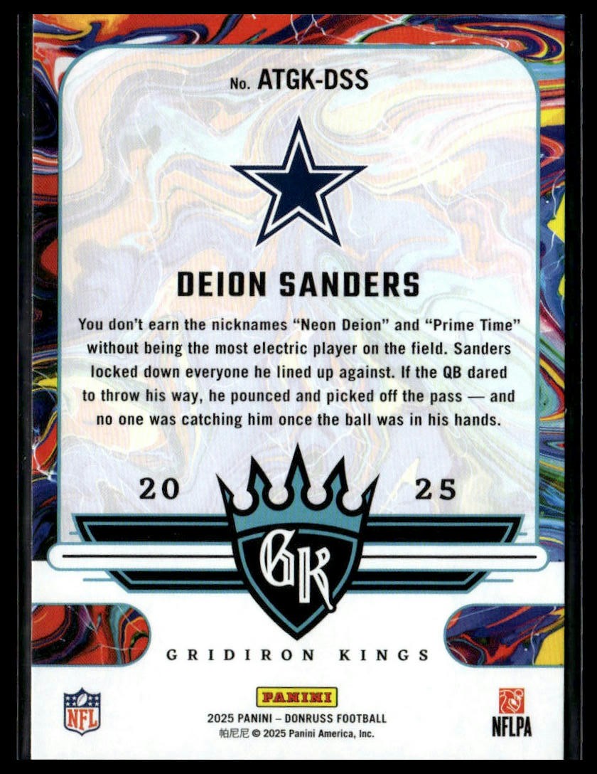 2025 Donruss #ATGK-DSS Deion Sanders All-Time Gridiron Kings