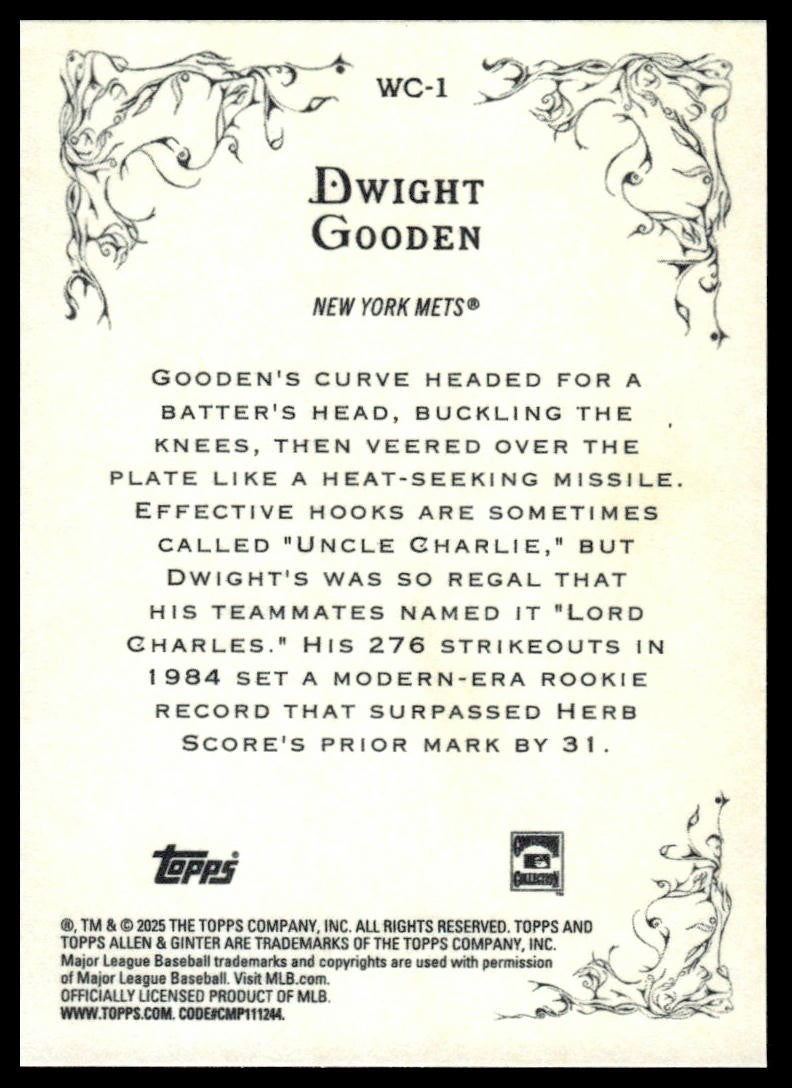 2025 Topps Allen & Ginter #WC-1 Dwight Gooden Wicked Curves