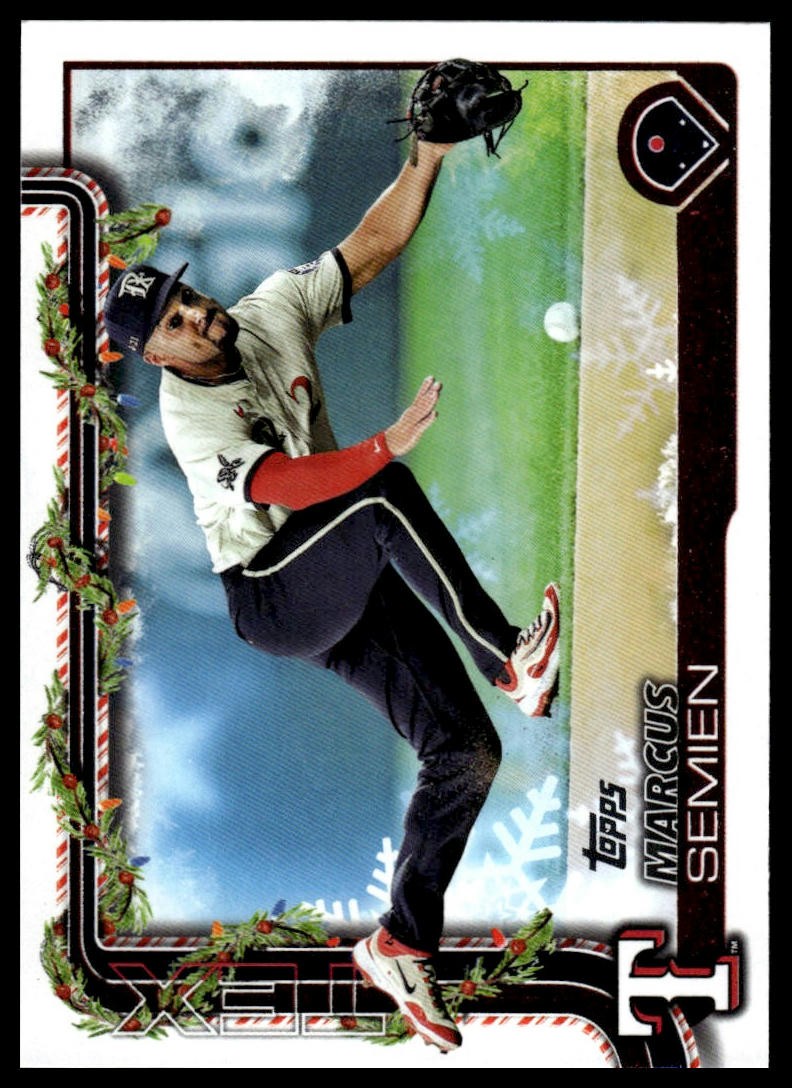 2025 Topps Holiday #H9 Marcus Semien Silver Glitter Holiday