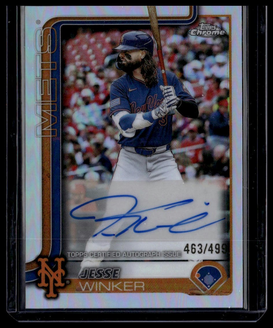 2025 Topps Chrome Update #AC-JW Jesse Winker Chrome Update Auto Refractor #/499