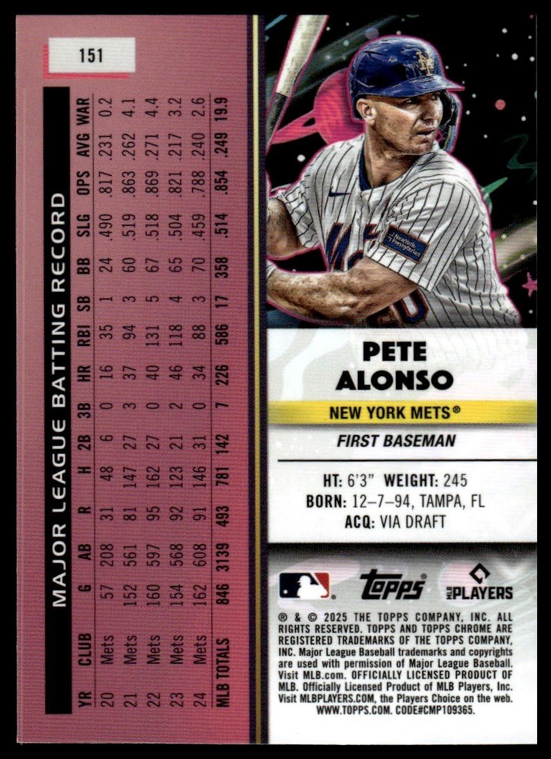 2025 Topps Chrome Cosmic #151 Pete Alonso