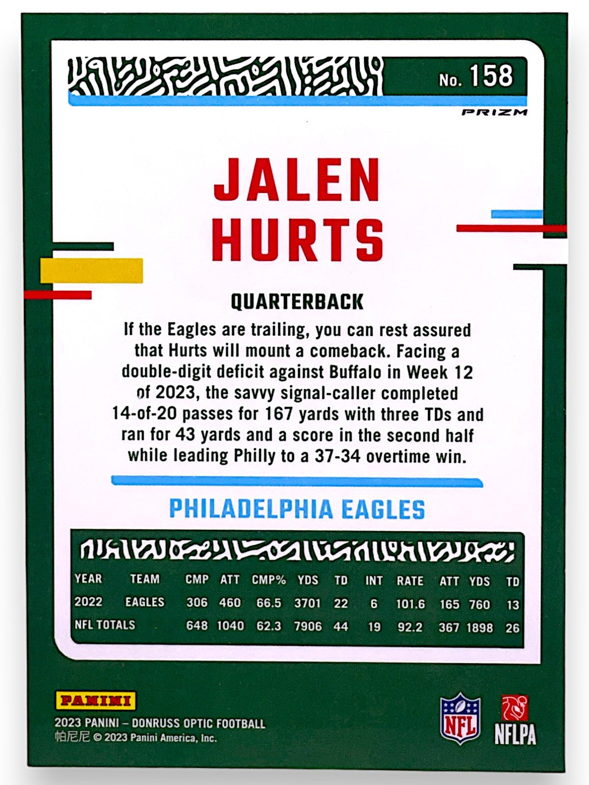 2023 Donruss Optic #158 Jalen Hurts Holo